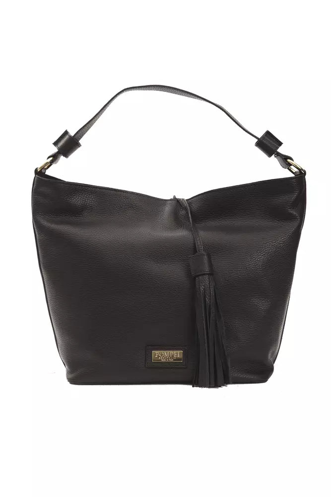Women’s Pompei Donatella Black Leather Women Shoulder Bag
