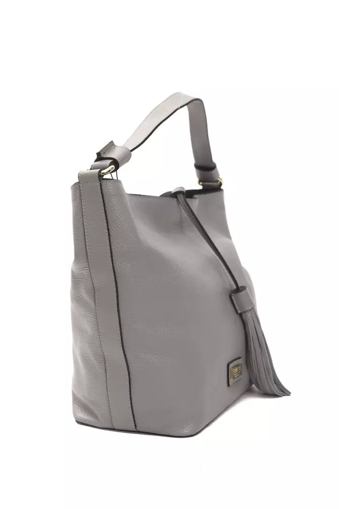Women’s Pompei Donatella Gray Leather Women Shoulder Bag