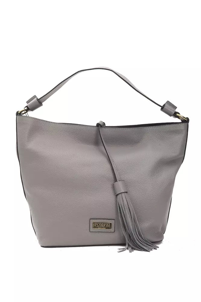 Women’s Pompei Donatella Gray Leather Women Shoulder Bag
