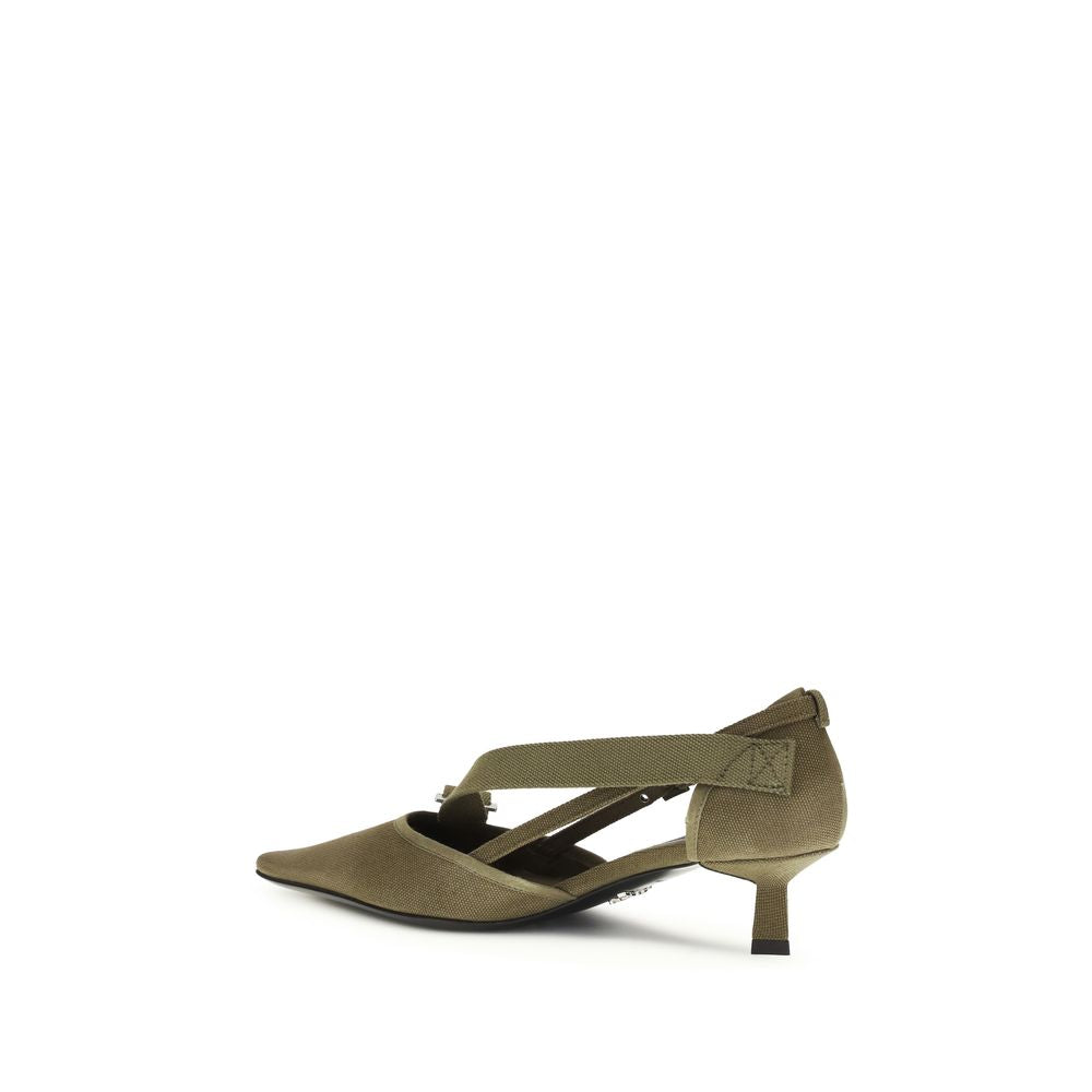 Women’s Prada Bicolor Cotton Mid Heel Pumps