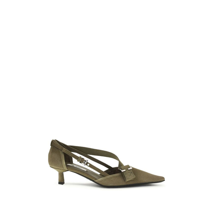 Women’s Prada Bicolor Cotton Mid Heel Pumps