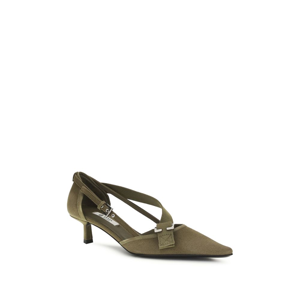 Women’s Prada Bicolor Cotton Mid Heel Pumps
