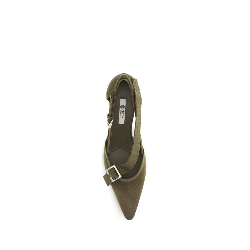 Women’s Prada Bicolor Cotton Mid Heel Pumps