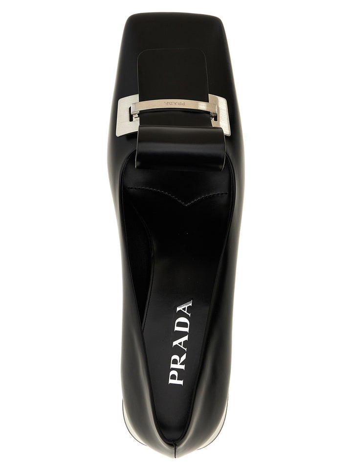 Women’s Prada Black Calfskin Mid Heel Pumps