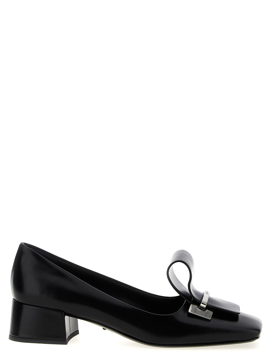 Women’s Prada Black Calfskin Mid Heel Pumps