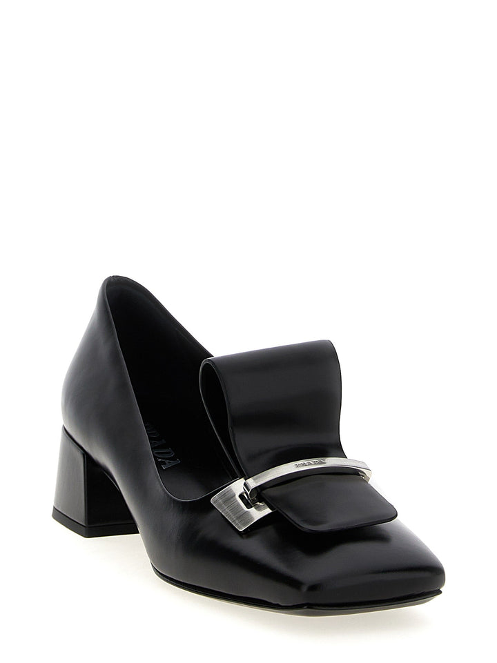 Women’s Prada Black Calfskin Mid Heel Pumps