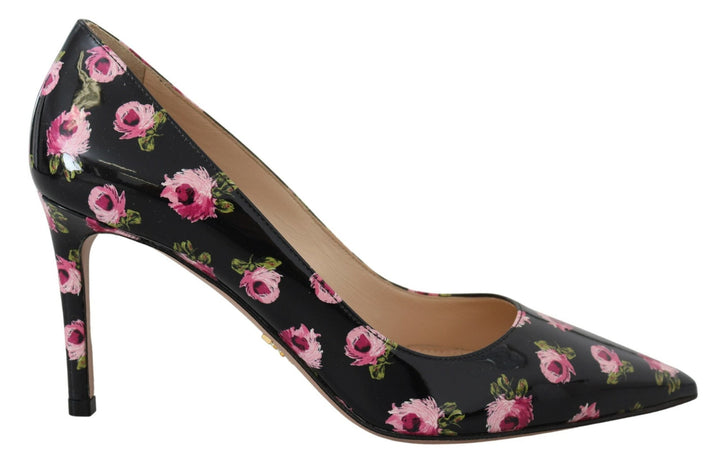 Women’s Prada Black Leather Floral Heels Stilettos Pumps