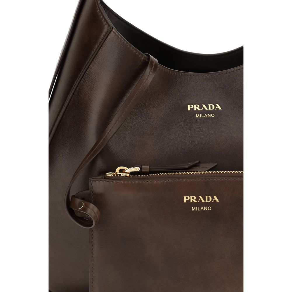 Women’s Prada Brown Calf Leather Bos Taurus Shoulder Bag