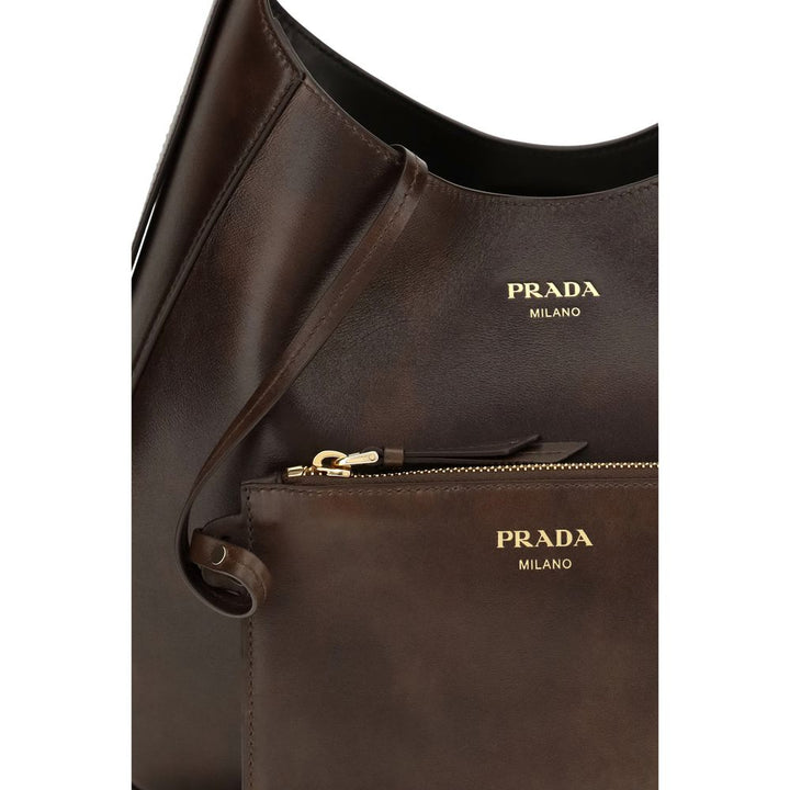 Women’s Prada Brown Calf Leather Bos Taurus Shoulder Bag