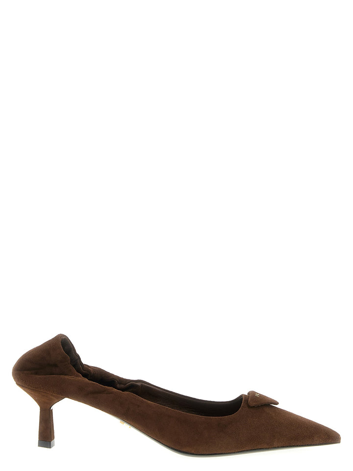 Women’s Prada Brown Lamb Leather Mid Heel Pumps