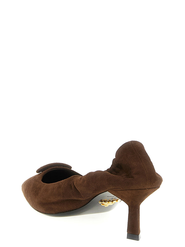 Women’s Prada Brown Lamb Leather Mid Heel Pumps
