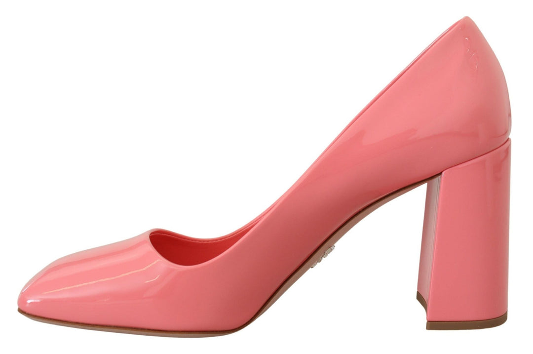 Women’s Prada Pink Patent Leather Block Heels Pumps Classic