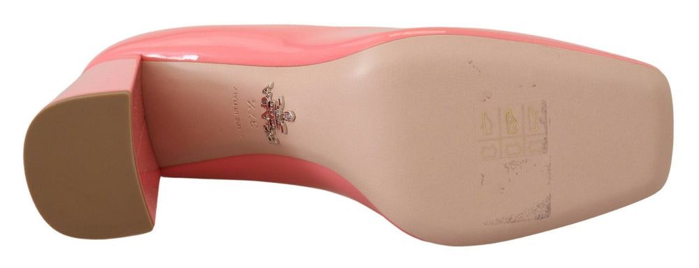 Women’s Prada Pink Patent Leather Block Heels Pumps Classic