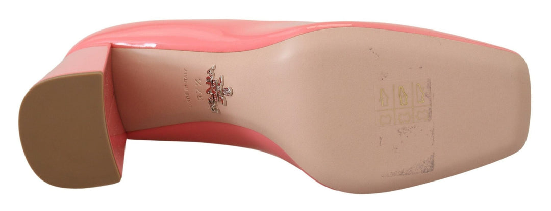 Women’s Prada Pink Patent Leather Block Heels Pumps Classic