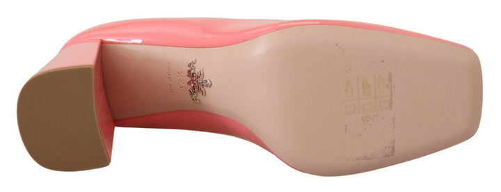 Women’s Prada Pink Patent Leather Block Heels Pumps Classic