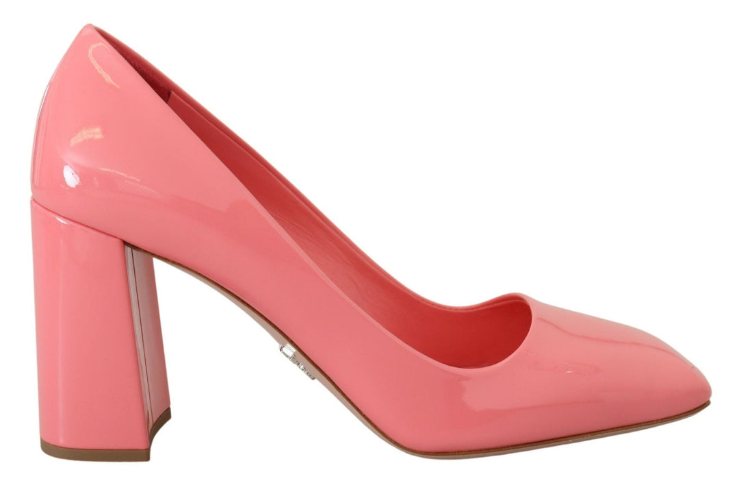 Women’s Prada Pink Patent Leather Block Heels Pumps Classic