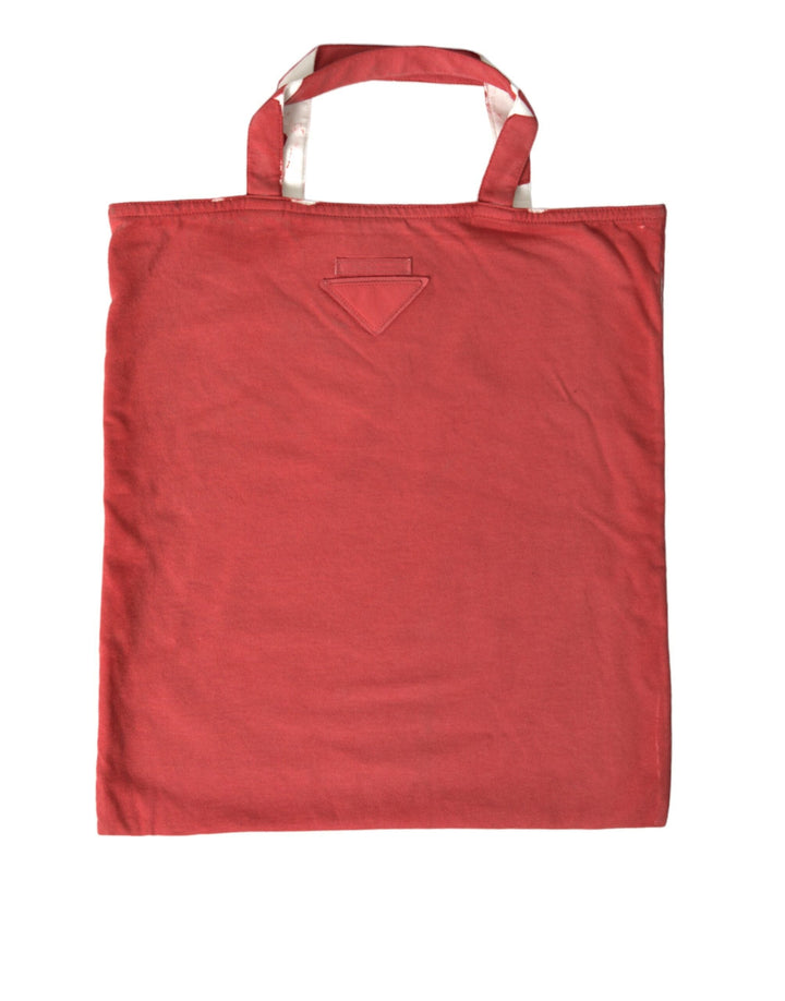 Women’s Prada Red Jersey Fabric Logo Shoulder Shopping Tote Bag