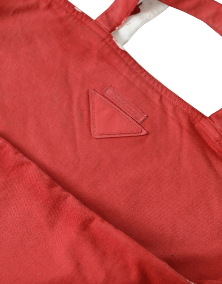 Women’s Prada Red Jersey Fabric Logo Shoulder Shopping Tote Bag
