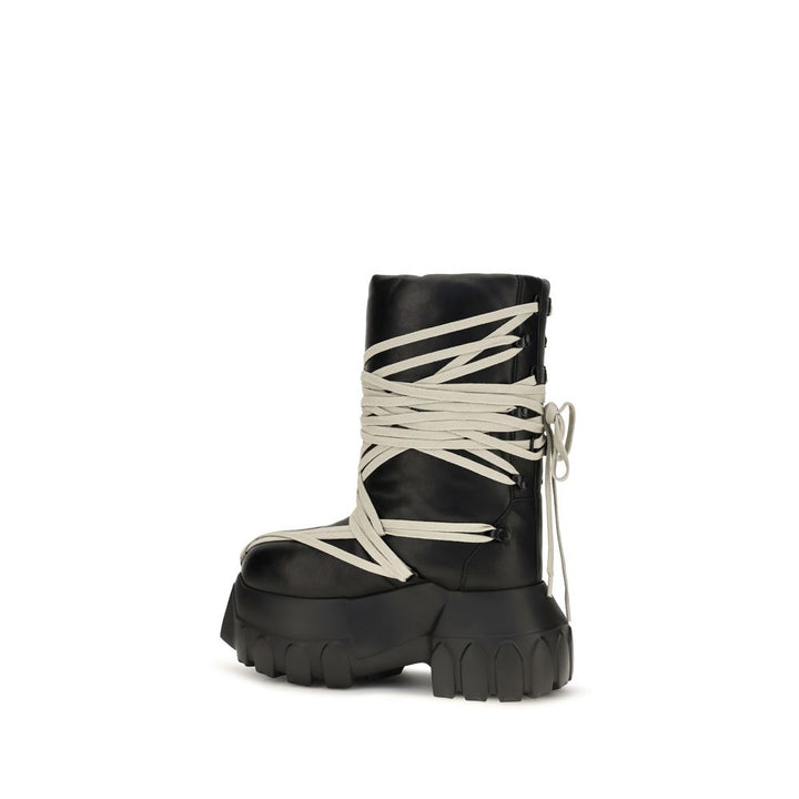 Women’s Rick Owens Black Calf Leather Bos Taurus Lace-up Boots