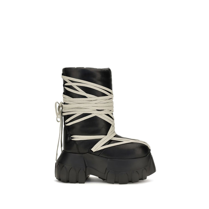 Women’s Rick Owens Black Calf Leather Bos Taurus Lace-up Boots
