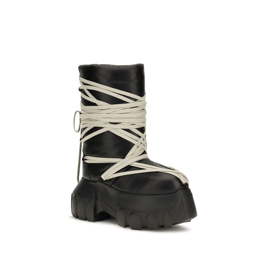 Women’s Rick Owens Black Calf Leather Bos Taurus Lace-up Boots