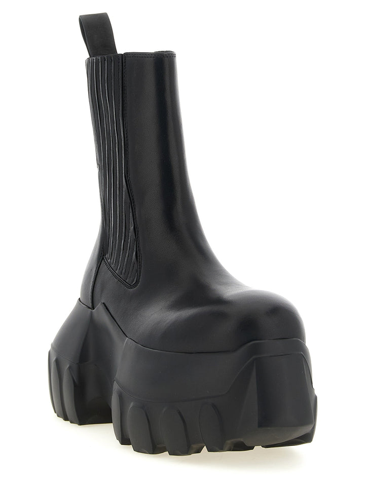 Rick Owens Black Ramie Ankle Boots