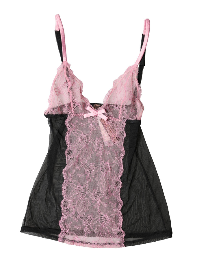 Women’s Roberto Cavalli Black Pink Floral Lace Lingerie Top Underwear