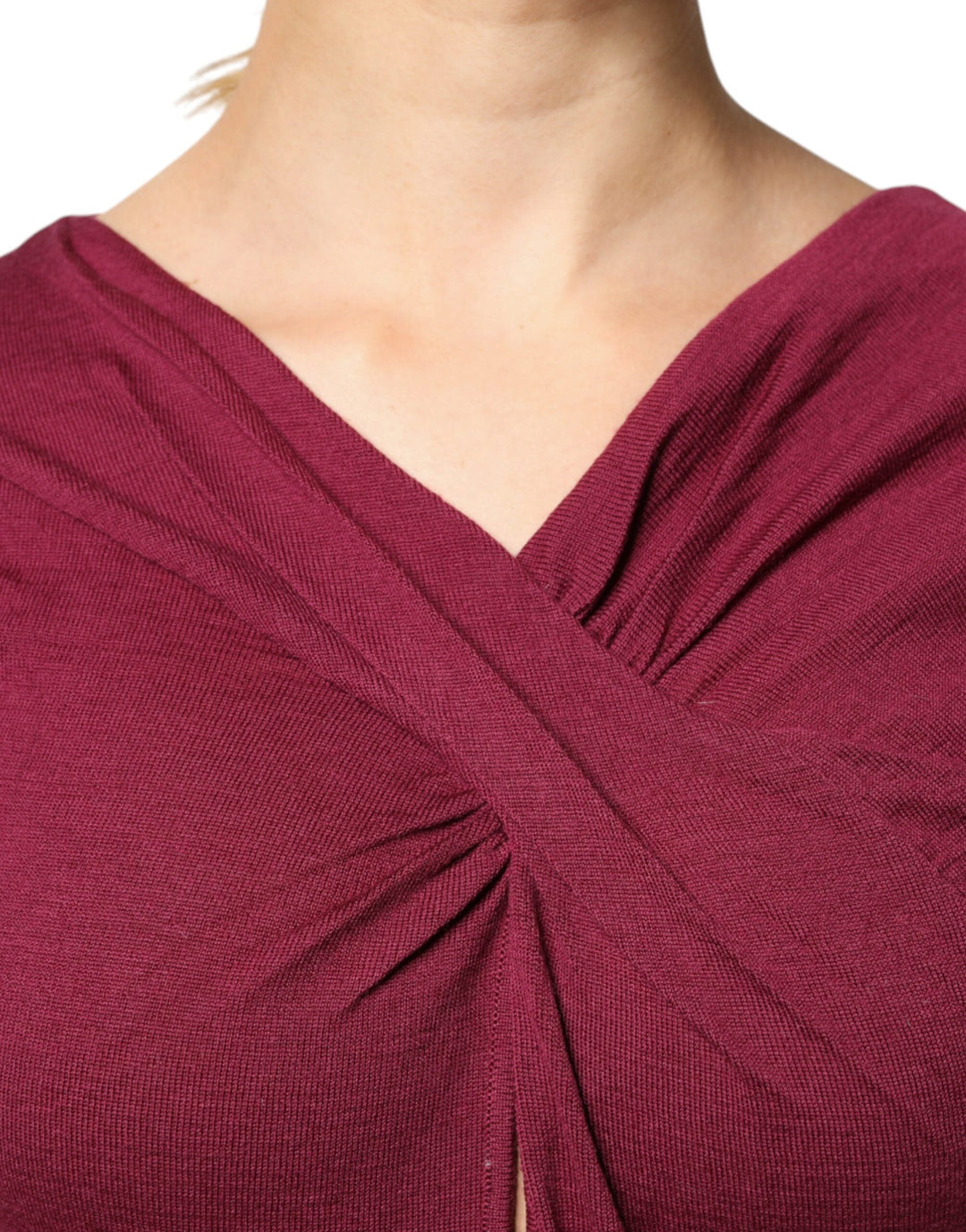 Women’s Roberto Cavalli Maroon Jumper Keyhole Knit Pullover Sweater