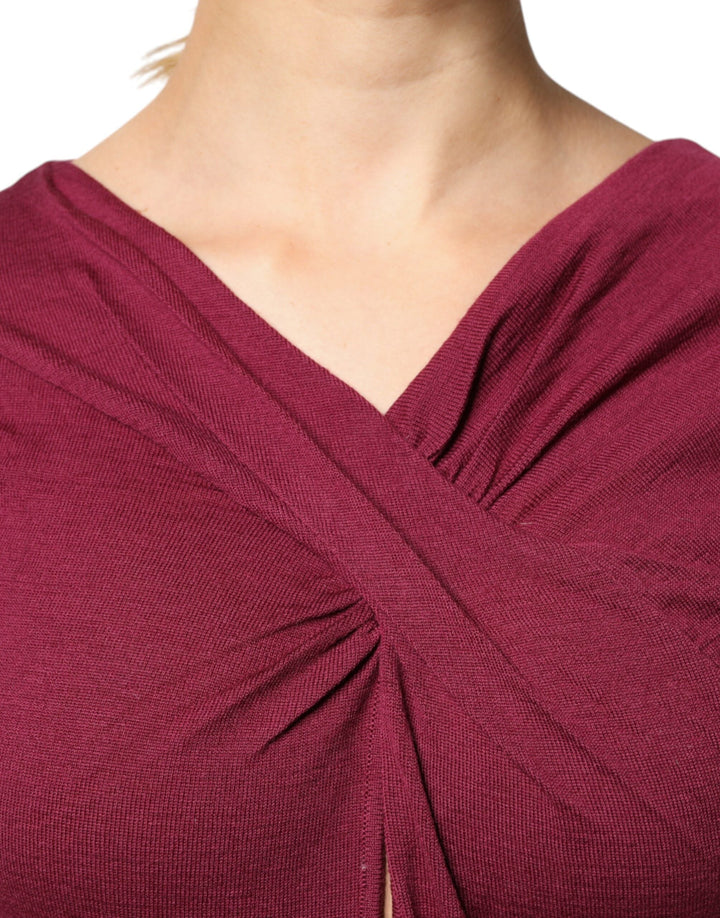 Women’s Roberto Cavalli Maroon Jumper Keyhole Knit Pullover Sweater