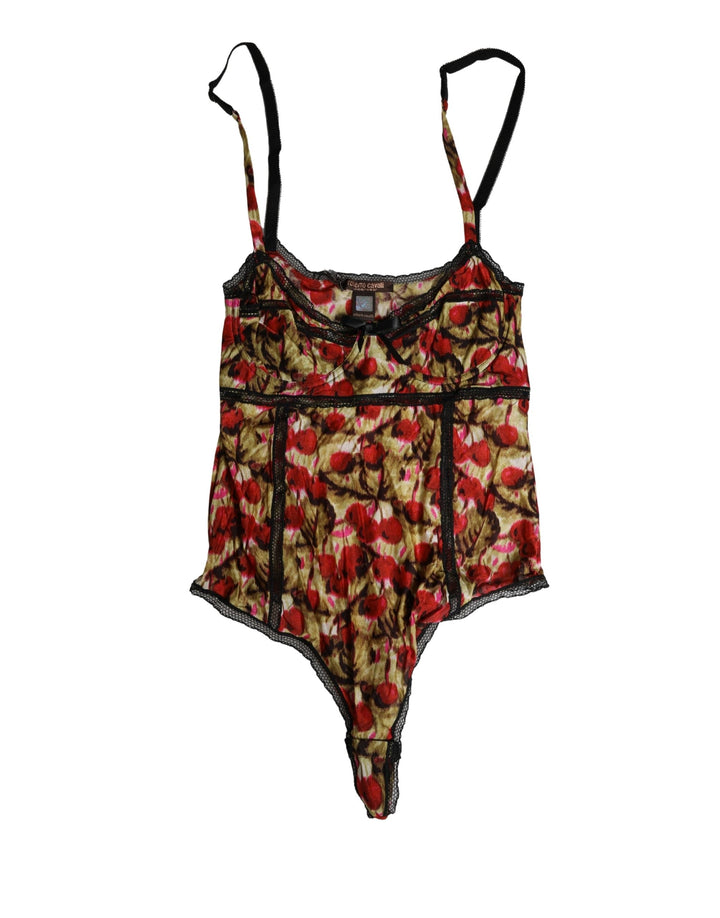 Women’s Roberto Cavalli Multicolor Cherryprint Lace Bodysuit Underwear