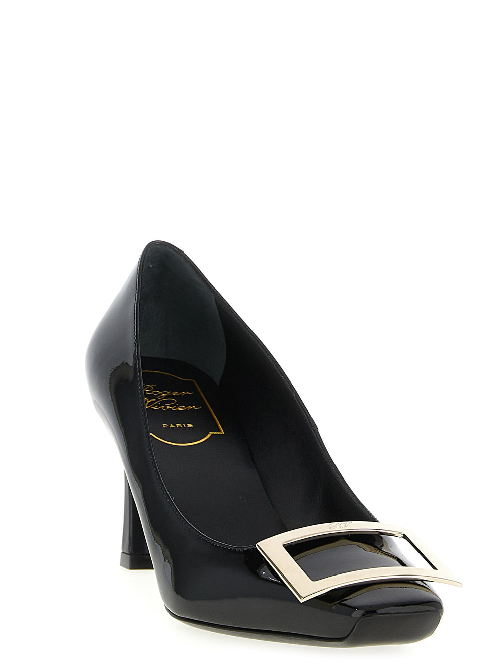 Women’s Roger Vivier Black Calfskin Mid Heel Pumps