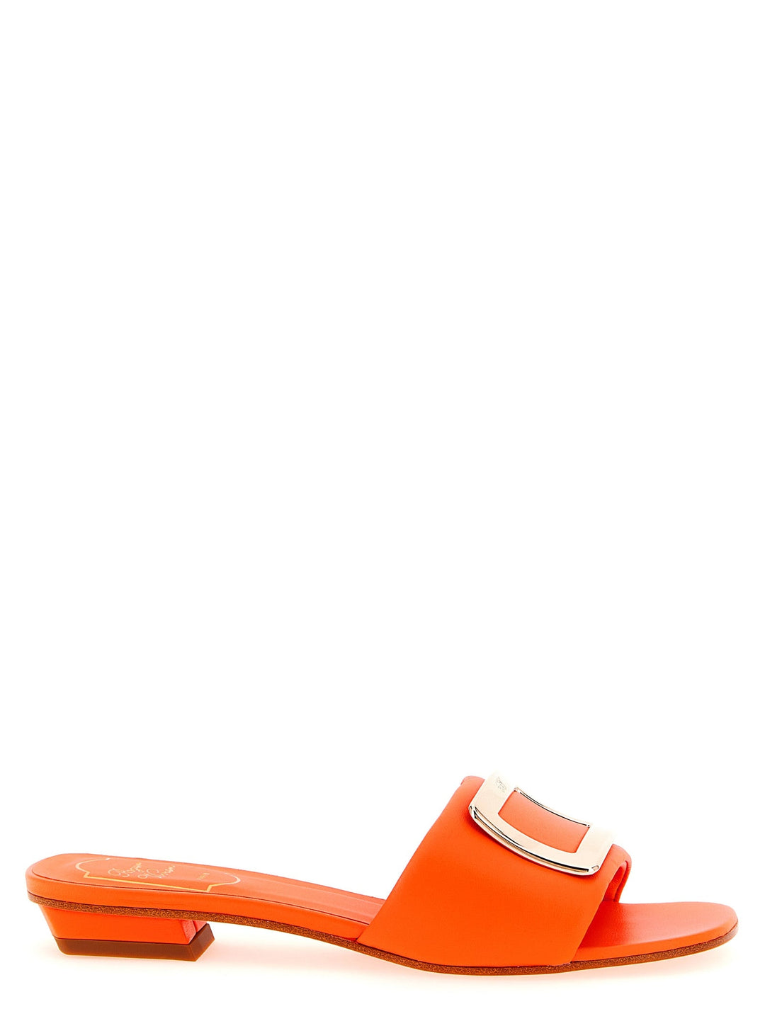 Women’s Roger Vivier Orange Lamb Leather Mid Heel Pumps