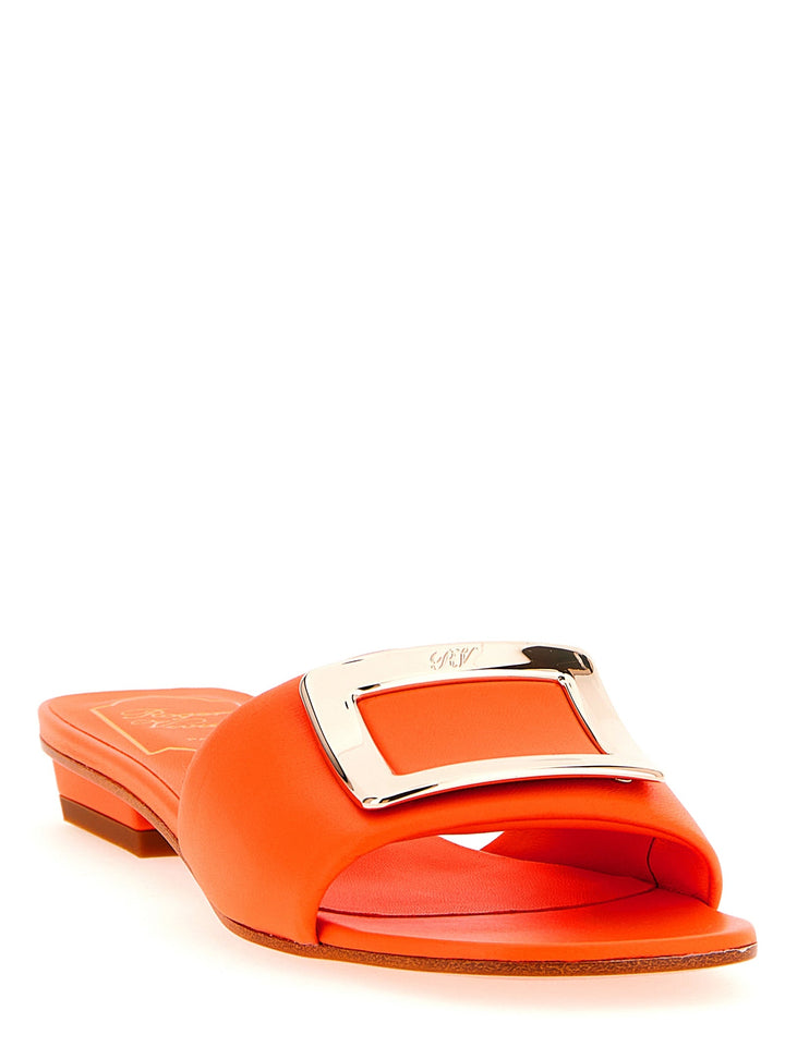 Women’s Roger Vivier Orange Lamb Leather Mid Heel Pumps