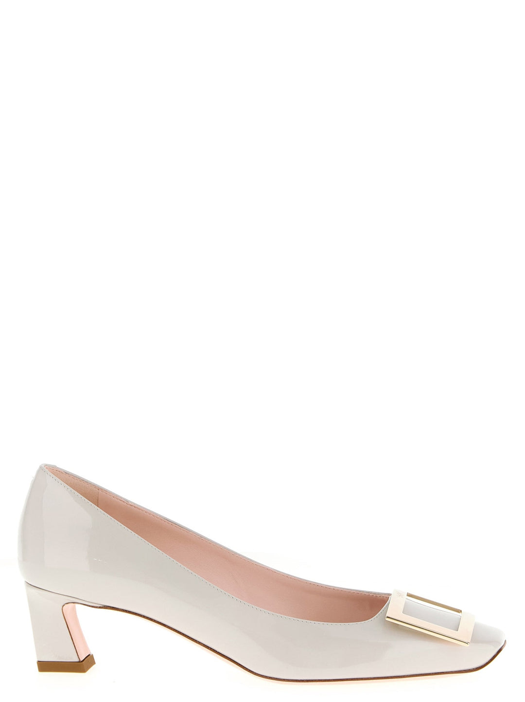 Women’s Roger Vivier White Calfskin Mid Heel Pumps