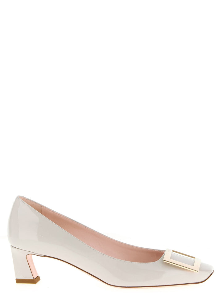 Women’s Roger Vivier White Calfskin Mid Heel Pumps
