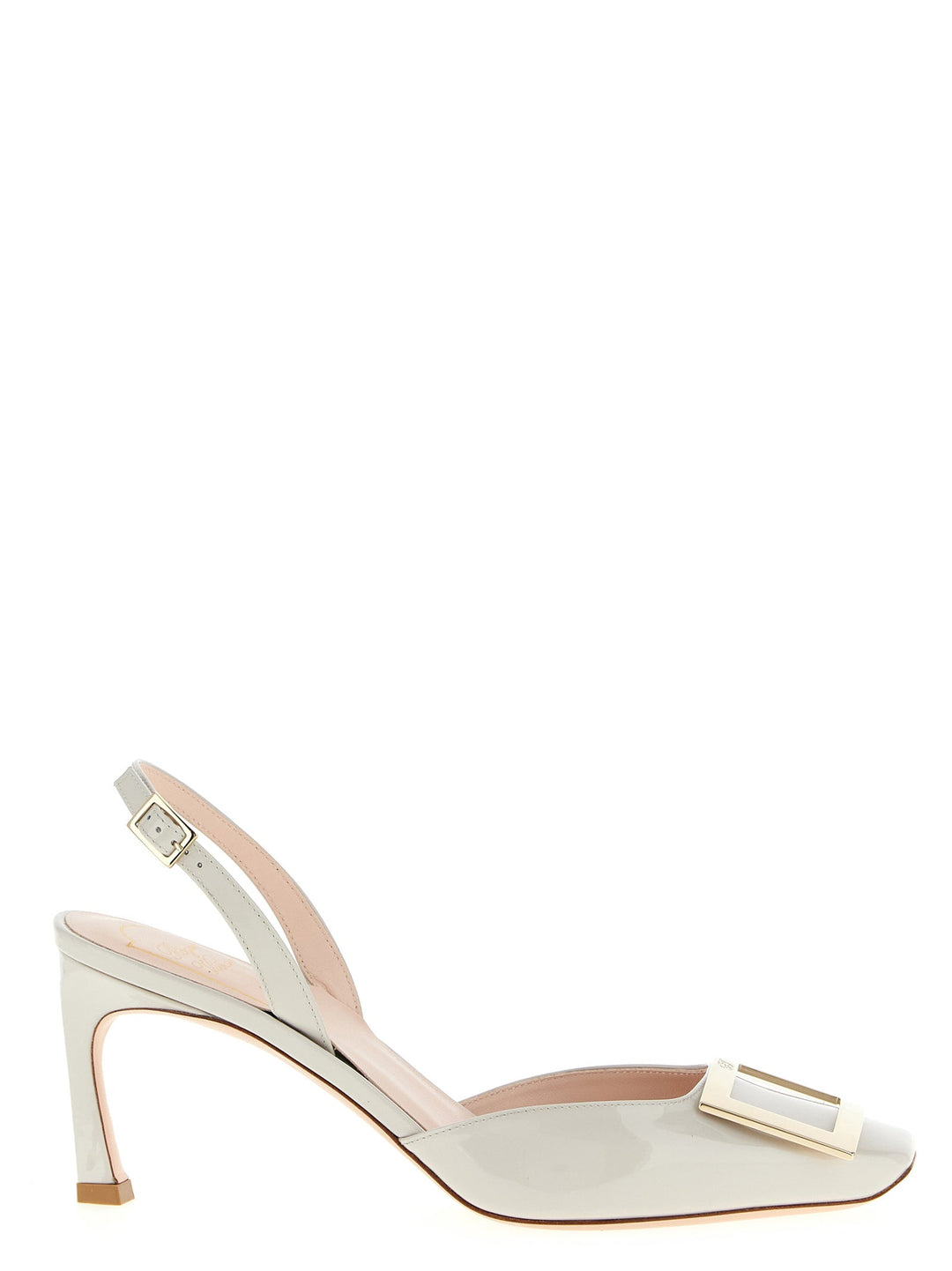 Women’s Roger Vivier White Calfskin Mid Heel Pumps
