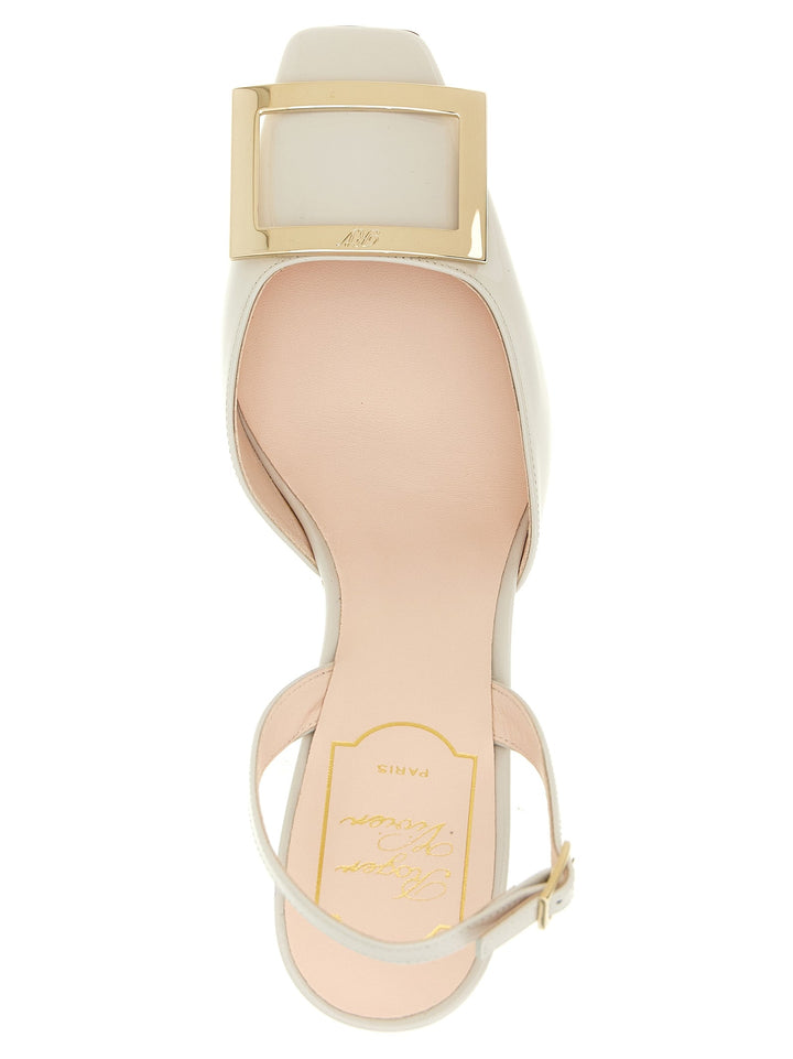 Women’s Roger Vivier White Calfskin Mid Heel Pumps
