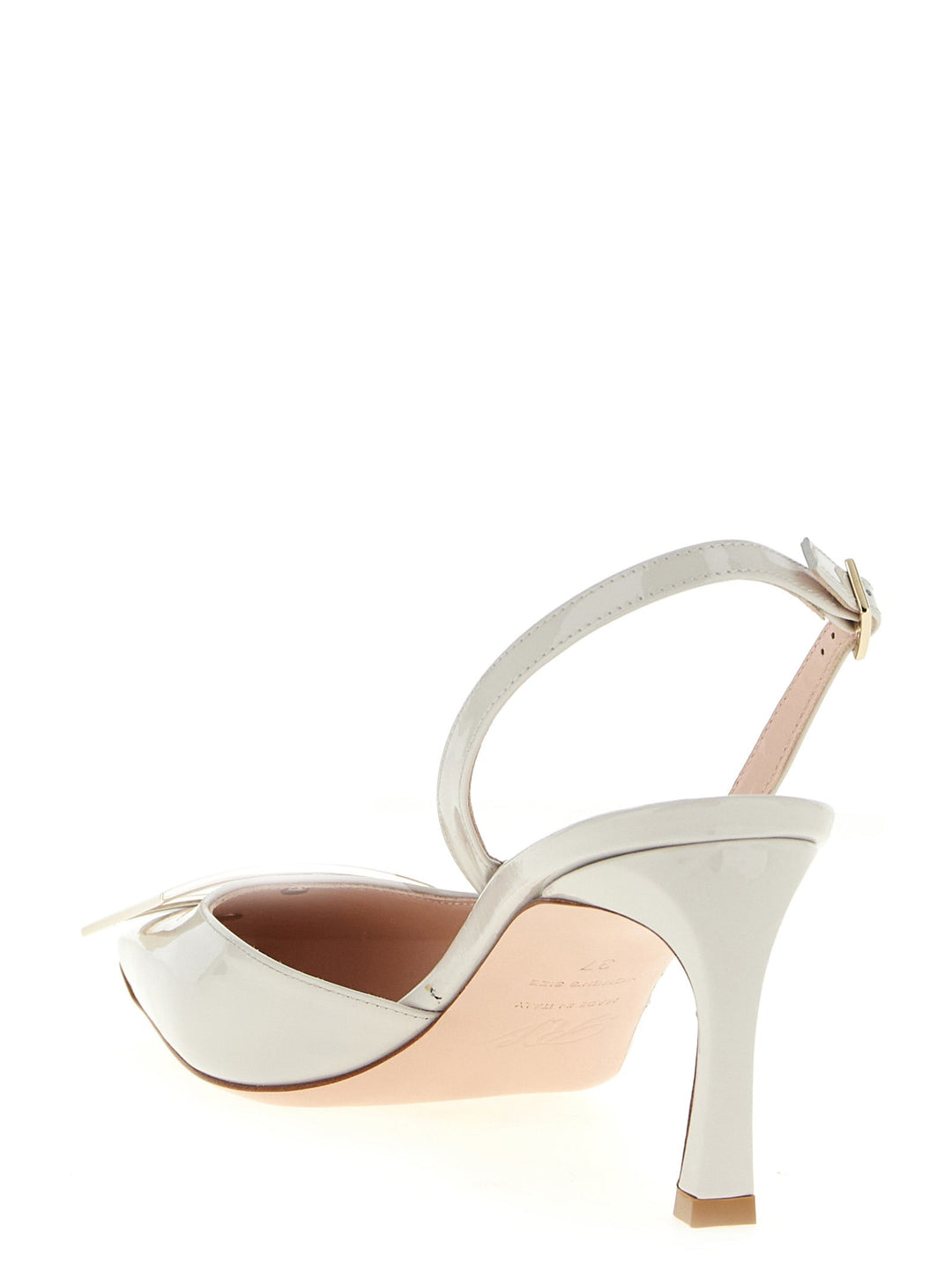 Women’s Roger Vivier White Calfskin Mid Heel Pumps