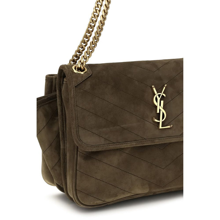 Women’s Saint Laurent Bicolor Suede Leather Shoulder Bag