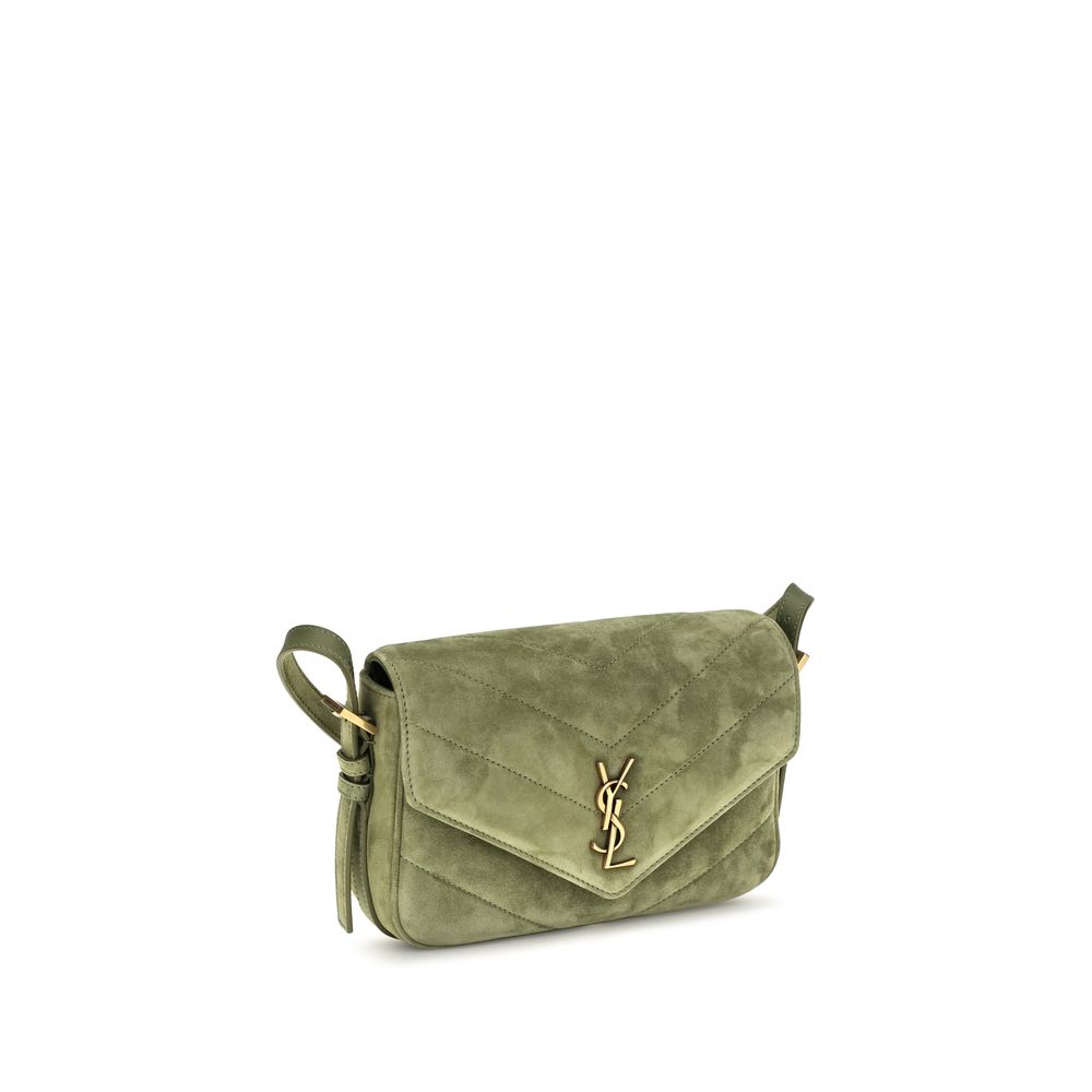 Women’s Saint Laurent Bicolor Suede Leather Shoulder Bag