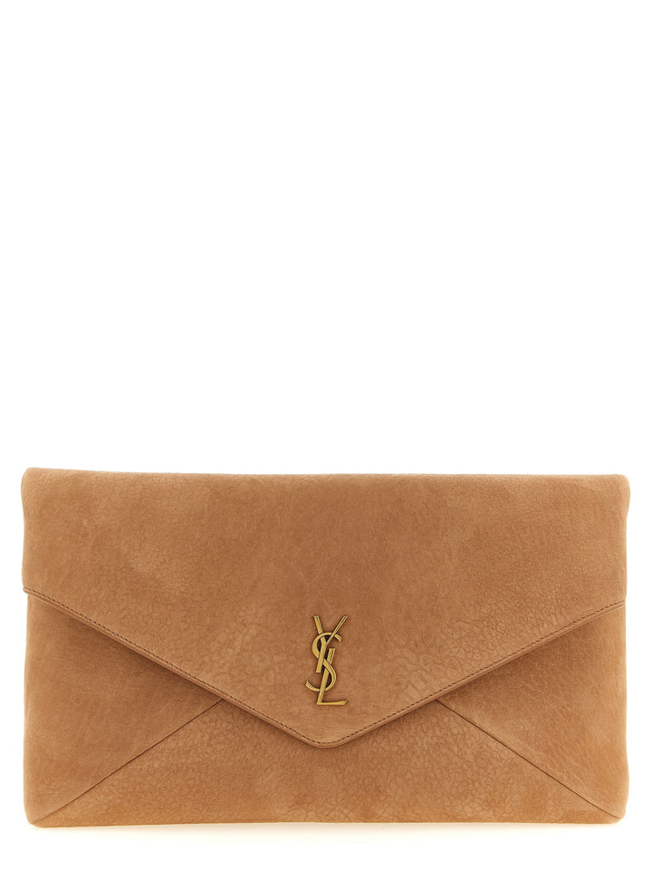 Women’s Saint Laurent Brown Lamb Leather Clutch Bag