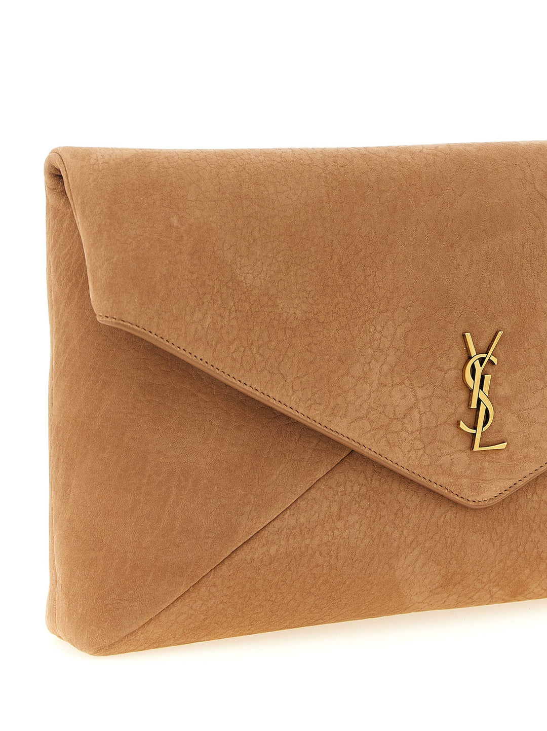 Women’s Saint Laurent Brown Lamb Leather Clutch Bag