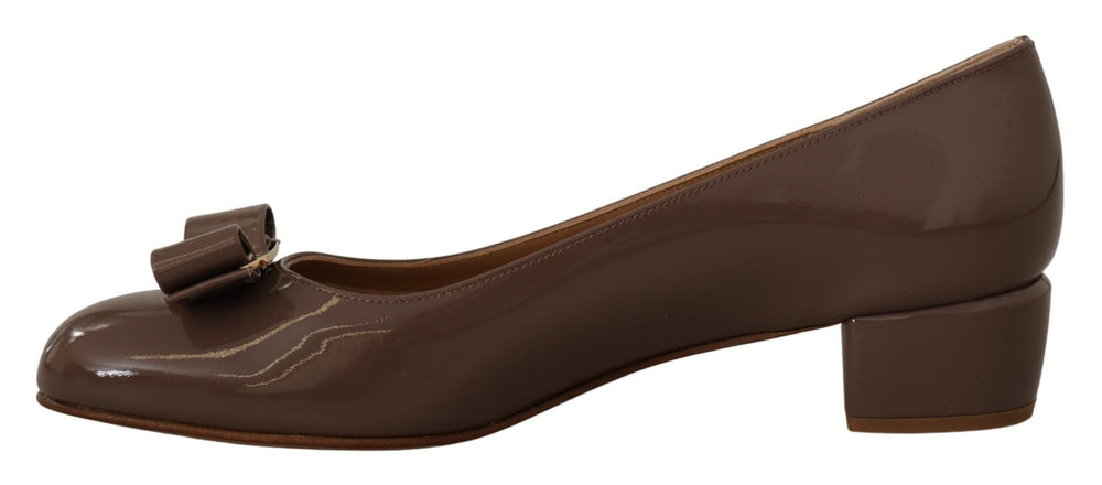 Women’s Salvatore Ferragamo Brown Naplak Calf Leather Pumps Shoes
