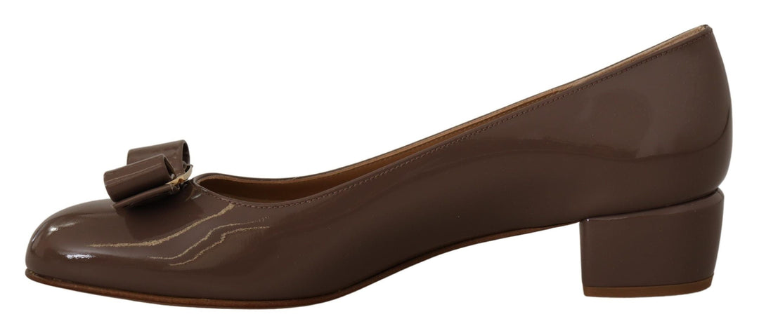 Women’s Salvatore Ferragamo Brown Naplak Calf Leather Pumps Shoes