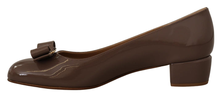 Women’s Salvatore Ferragamo Brown Naplak Calf Leather Pumps Shoes