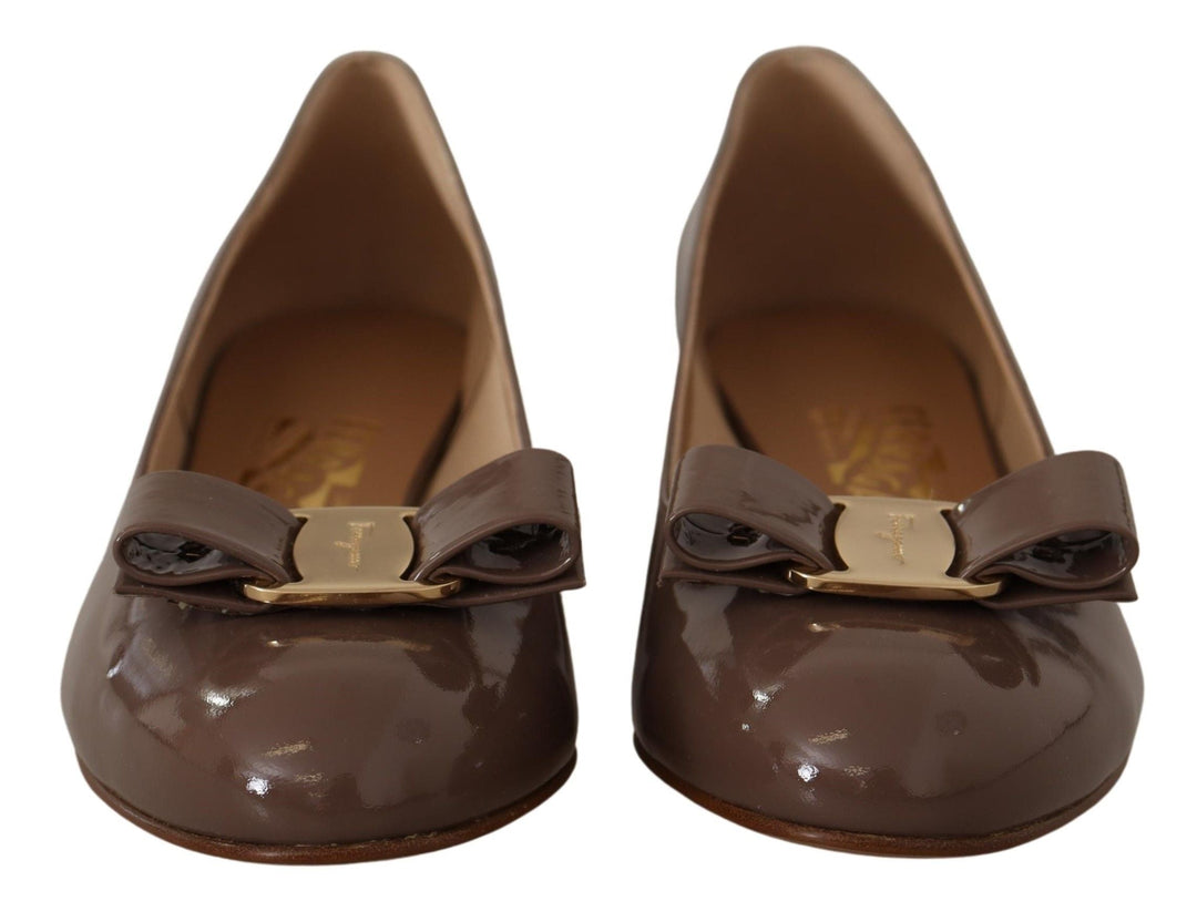 Women’s Salvatore Ferragamo Brown Naplak Calf Leather Pumps Shoes