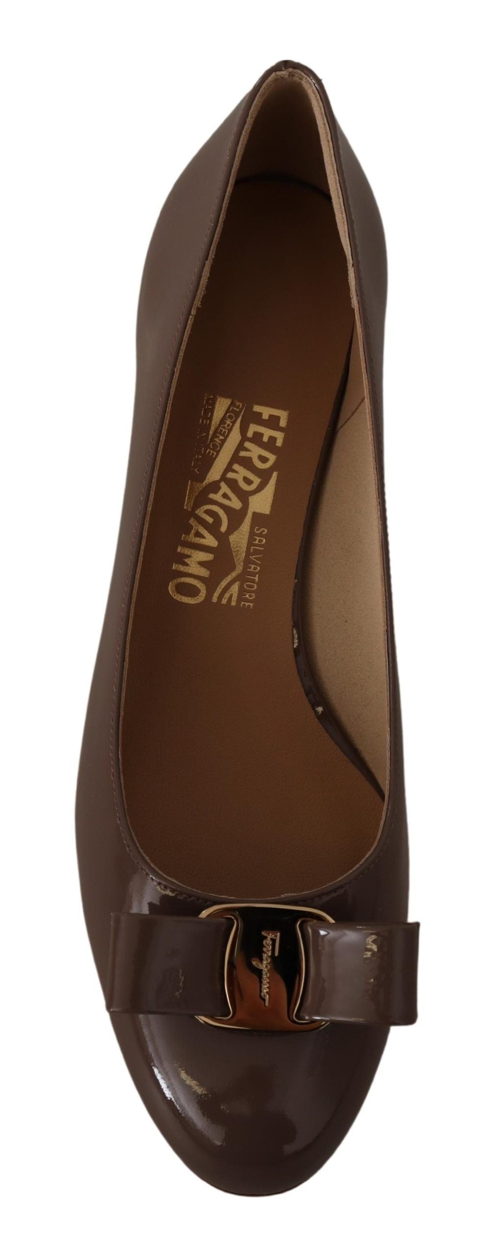Women’s Salvatore Ferragamo Brown Naplak Calf Leather Pumps Shoes