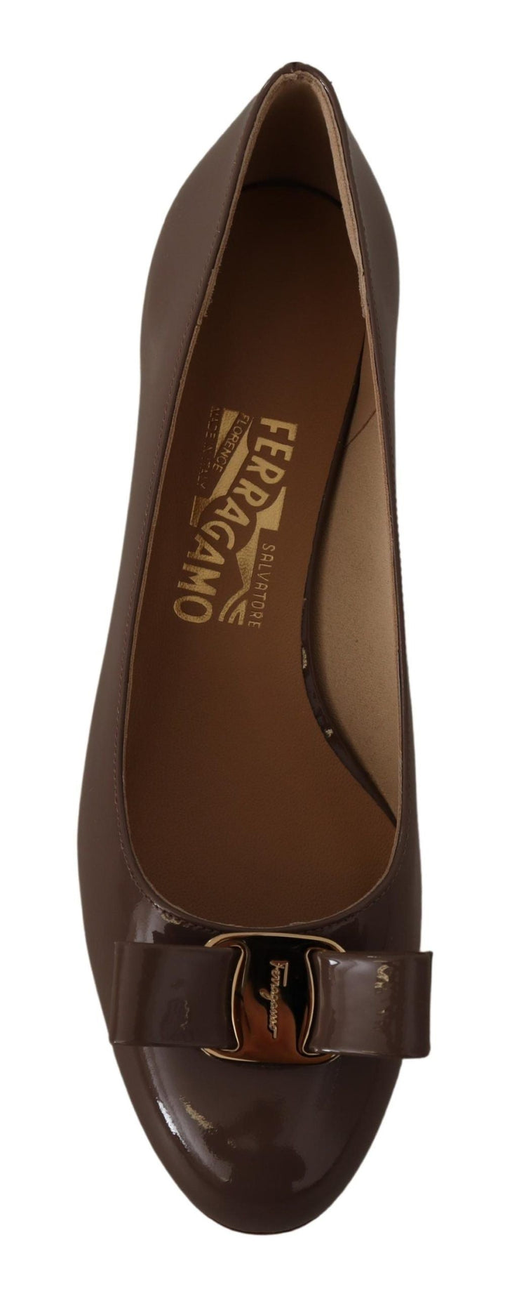 Women’s Salvatore Ferragamo Brown Naplak Calf Leather Pumps Shoes