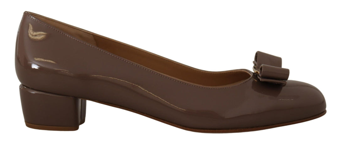 Women’s Salvatore Ferragamo Brown Naplak Calf Leather Pumps Shoes