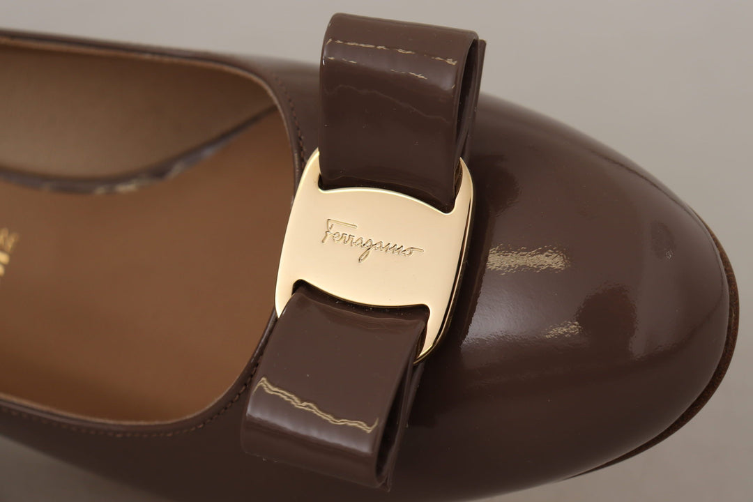 Women’s Salvatore Ferragamo Brown Naplak Calf Leather Pumps Shoes